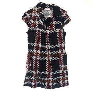 Za Zen Plaid Mini Dress With Asymmetrical Collar